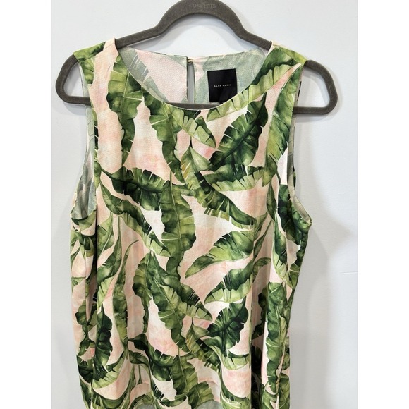 Alex Marie Tropical Banana Leaf Print Sleeveless Blouse Top Size XL Summer - Picture 2 of 8